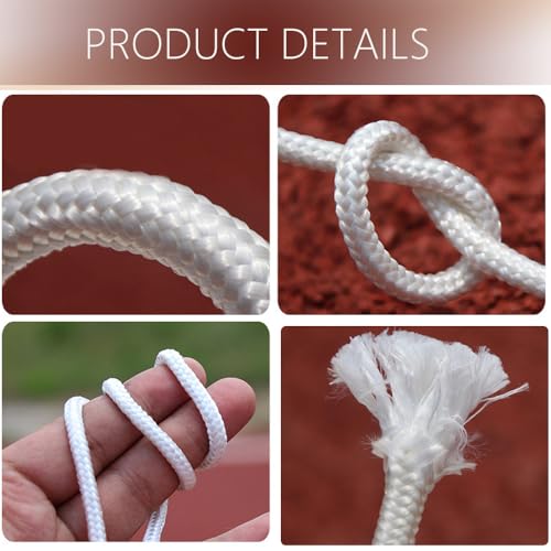 TuNan 1/4" x 50 Feet Flagpole Rope, Nylon Cord Braided Flag Halyard Line Designed for Flag Pole - White by TuNan - Used condition - Image 3