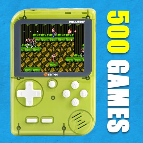 Image of Sameo Handheld Video Game Console, Dreamboy Retro Mini Game with 500 Classic Retro Game TV Compatible for Kids, Rechargeable 8 Bit Classic (Ice Green)