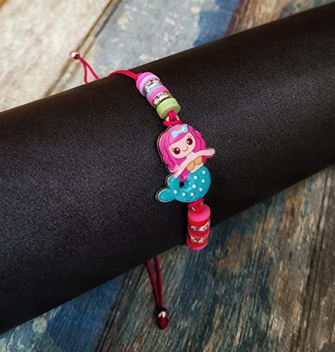 ANNA CREATIONS Thread Braided Adjustable Mermaid Pendent Necklace and Bracelet Jewellery set for Girls - Image 4