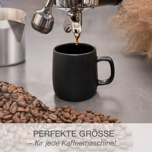 Moritz & Moritz 6x Kaffeebecher Porzellan Set - ca. 380ml aus hochwertigem Porzellan - Stilvolles Design mit Henkel - Tassen mit Henkel für Kaffee, Tee, heiße Schokolade, Cappuccino - Serie Vida – Bild 3