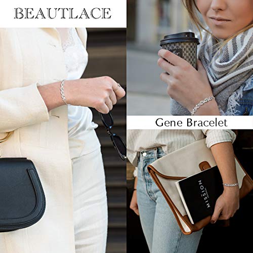 beautlace DNA Double Helix Chemistry Science Molecule Biology Necklace and Earrings Jewelry Set Silver/18K Gold/Black Gun Plated Jewelry for Women and3