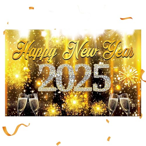 Sfondo di felice anno nuovo banner di sfondo di anno Banner di per cabina fotografica di Capodanno 2025 Decorazione di per con motivo bicchieri da cham