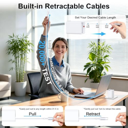 Retractable USB C Charger for Google Pixel 11/11 Pro/11 Pro XL/11 Pro Fold - image 4