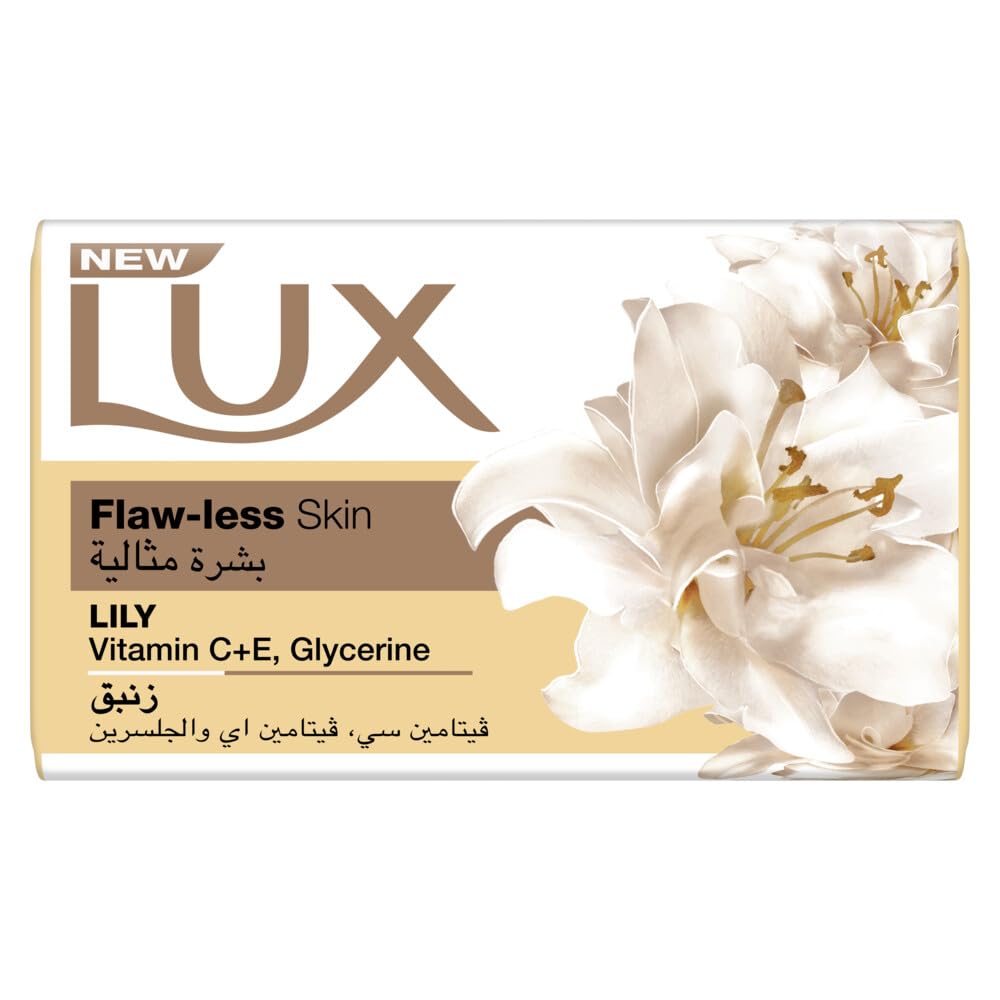 Lux Perfumed Bar Soap Flaw-Less Skin with Vitamin C+E, Glycerine, Lily Scent, 75 g