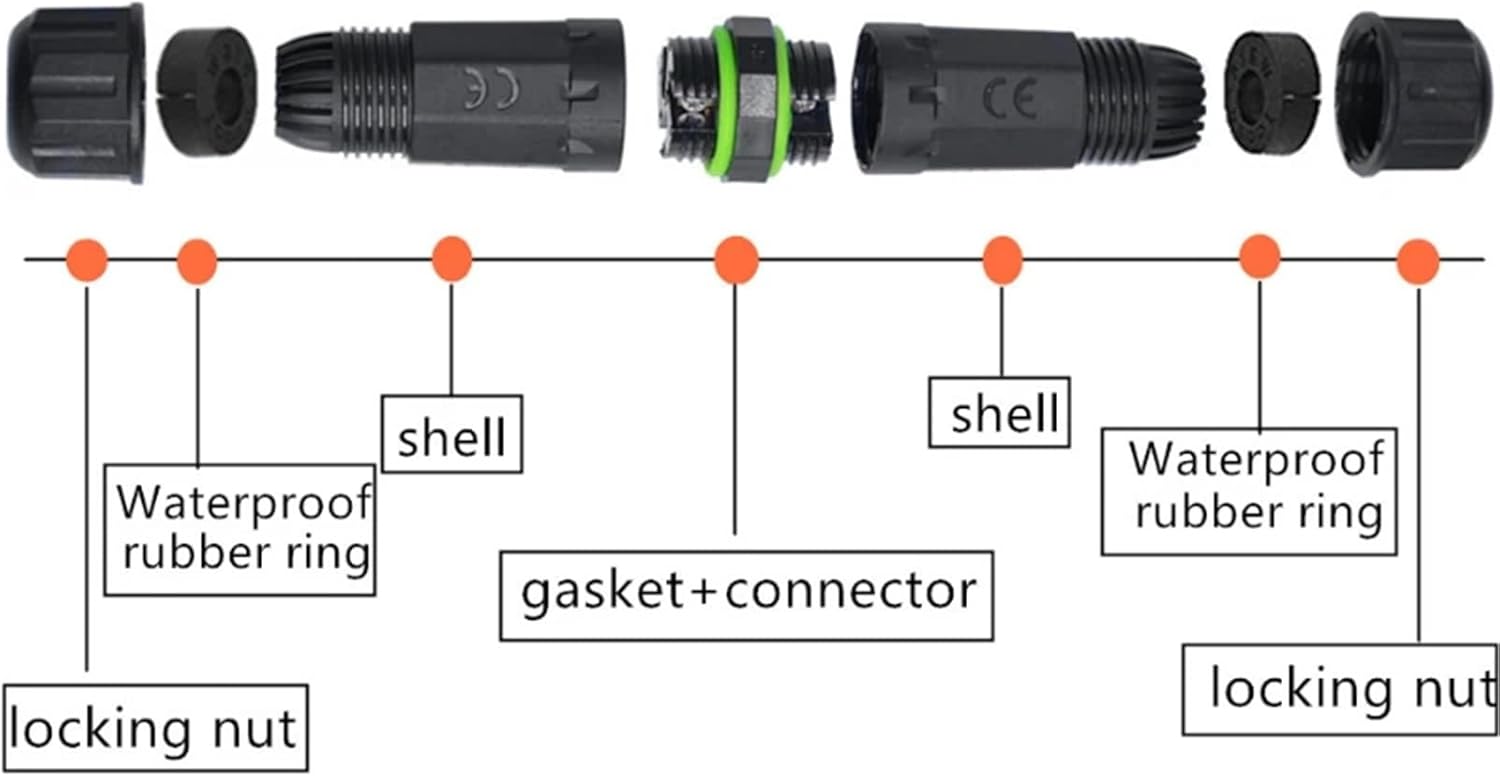 M16 Waterproof Cable Connector IP68 Outdoor 2 3 4 Pin Screw Wiring Plug for Street Light 5mm-10mm 17.5A Electrical Junction Box(4Pin)