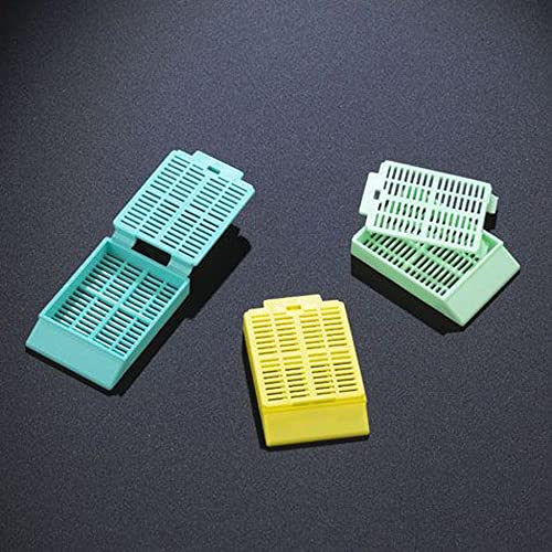 Globe Scientific 1090Y Tissue Embedding Cassette with Attached Lid, 30° Writing Area, Bulk, Yellow, Pack of 1000