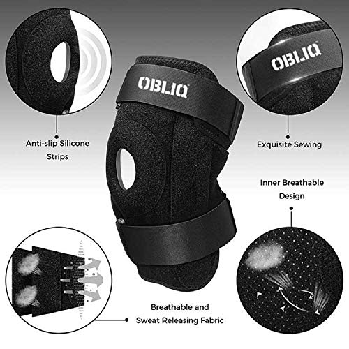 Image of OBLIQ Hinged Knee Braces for Men /Women with Lateral Support Dual Stabilizers - Fits Upto 20 Inches