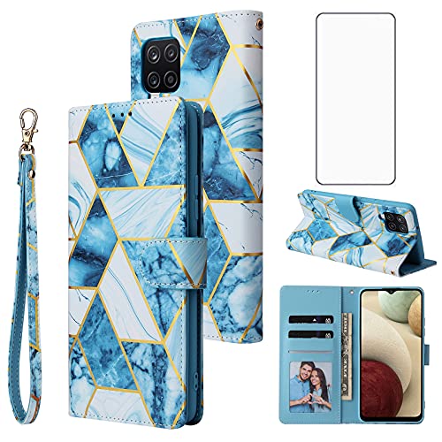 Coque Samsung Galaxy A22 4G bleu et film verre trempé protection écran 6,4 pouces