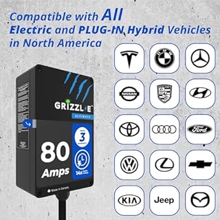 Grizzl-E Ultimate Level 2 Fastest 80A / 19.2 kW Electric Vehicle (EV) Charger, UL Tested and Certified, Metal Case, Indoor/Outdoor Electric Car Fast Charging Station, Hardwired, Classic Black, J1772