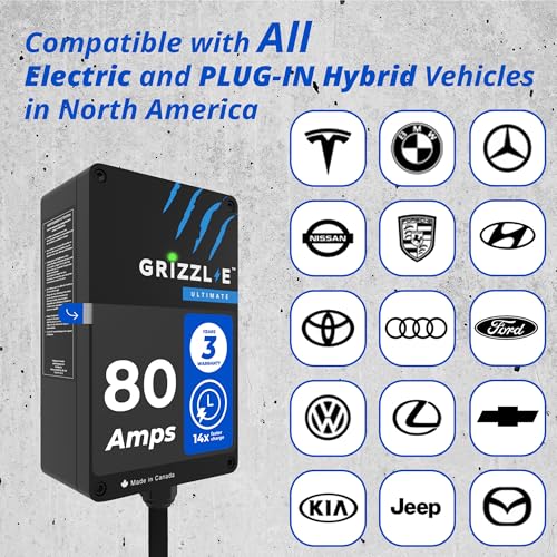 Grizzl-E Ultimate Level 2 Fastest 80A / 19.2 kW Electric Vehicle (EV) Charger, UL Tested and Certified, Metal Case, Indoor/Outdoor Electric Car Fast Charging Station, Hardwired, Classic Black, J1772 - Thumbnail 5