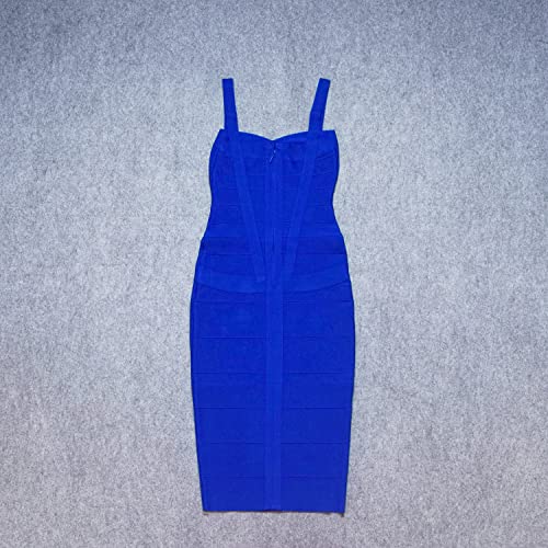 Image of Midi-Calf Solid Color Spaghetti Strap Rayon Bandage Dress