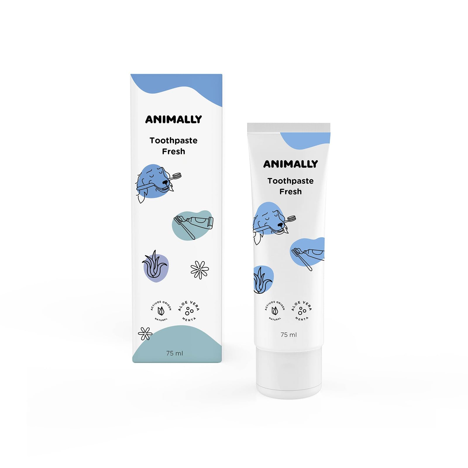 Animally Toothpaste Fresh 75 ml. Pasta de dientes para perros y gatos. Cepillo dedil incluido.