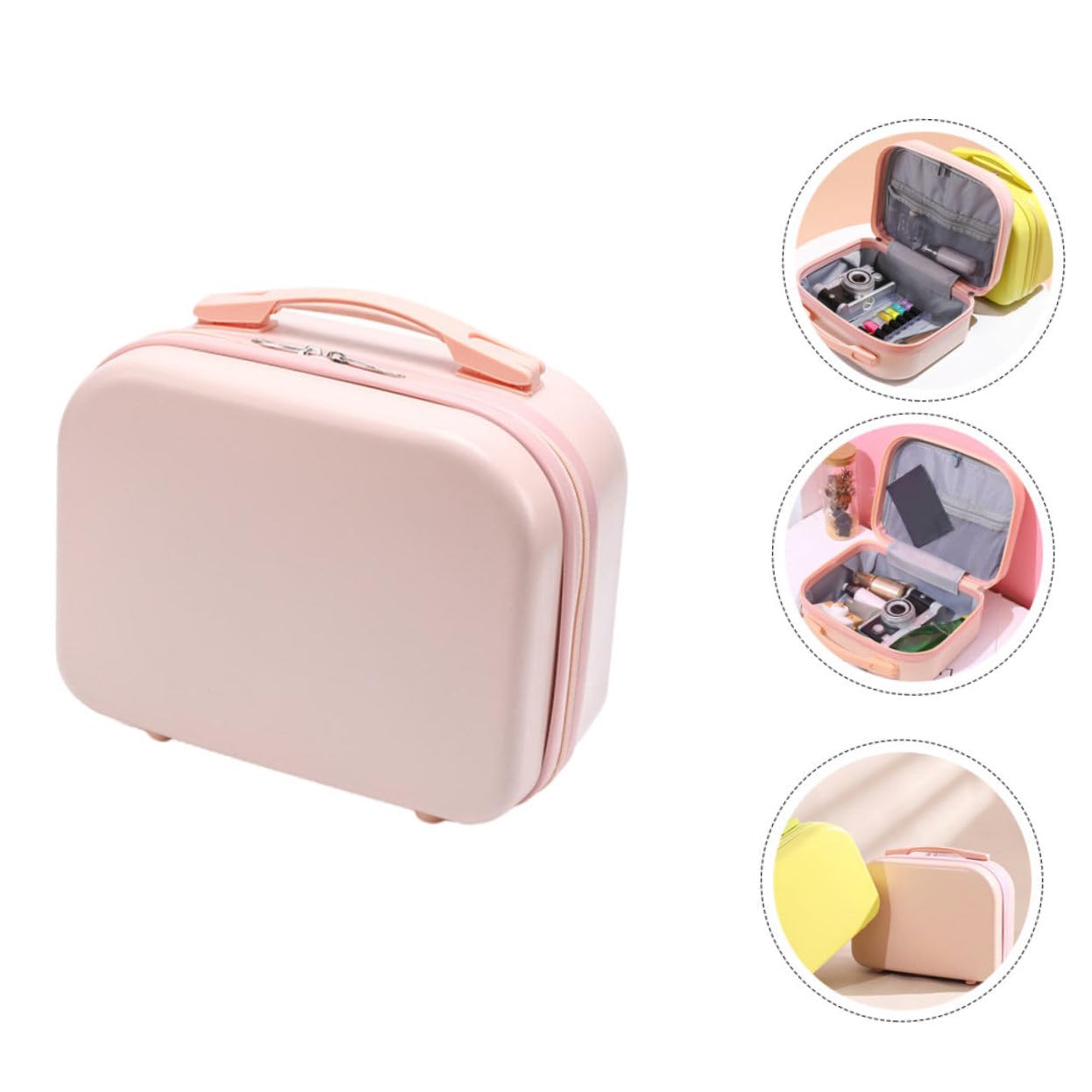 Piccola Borsa Cosmetica da Viaggio 14 Pollici in Abs Rosa | Compatta e Portatile, per Viaggio e Campeggio, Formato Mini, Adatta a Signora e Amiche