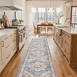 Washable Kitchen Runner Rug - 2x10 Persian Boho Hallway Rug Distressed Mats Non-Slip Soft Room Floor