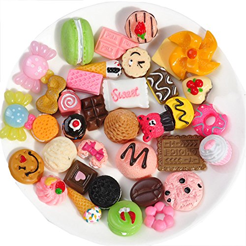 100 Pcs Lots Mixed Cute Snacks Food & Cake Resin Flatback Cabochon Crafts For Diy Handmade Craft Making Scrapbooking #TOP1