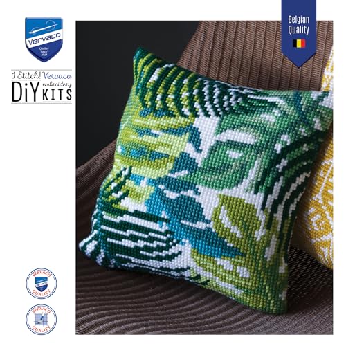 Kit coussin point de croix feuilles botaniques pour débuter sans erreur - 6