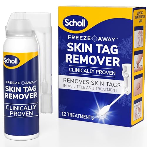 Scholl Freeze Away Skin Tag Removal Kit - Removes Skin Tags in As Little As 1 Treatment - Safe and Effective Skin Tag Remover - Clinically Proven, 12 Treatments