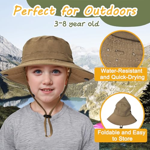 Image of Outdoor Kids Sun Hat UPF 50+ Quick Dry Foldable Bucket Hat Lightweight Adjustable Fishing Safari Hat for Girls and Boys