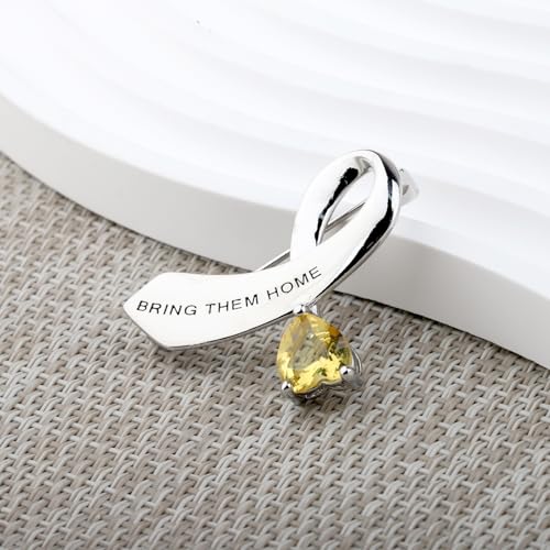 Image of CENWA Bring Them Home Awareness Yellow Ribbon Brooch Pin Hostage Awareness Support Israel