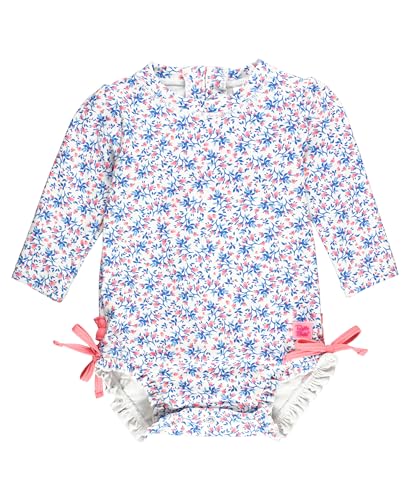 Image of RuffleButts® Girls UPF 50+ Sun Protection Long Sleeve One Piece Swimsuit with Zipper