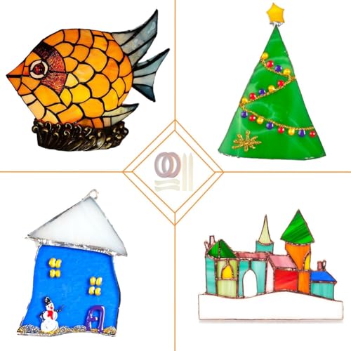 Comphic 2 Rollen Klebeband aus Kupferfolie mit Halterung aus Kupfer für Glasmalerei und Handarbeit, mit 4 Werkzeugen für Glasmalerei, 6 mm