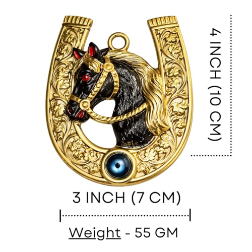 Image of Salvus APP SOLUTIONS Artisan-Crafted Metal Horse Shoe Figurine: A Stylish and Symbolic Touch for Home Decor (Gold Hair 3x4 in)