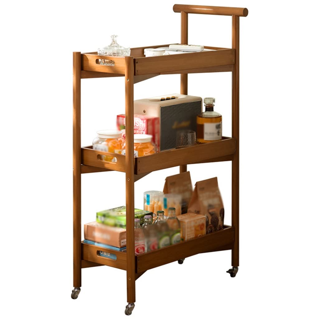 Scaffale estraibile ruote bloccabili organizzatore cucina dispensa(Brown,3 Tier)