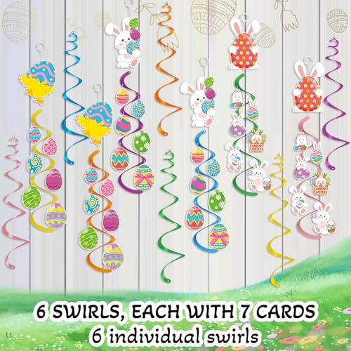 Image of Easter Decorations, Kaluofan Easter Hanging Decorations, Cute Colorful Eggs Chick Carrot E-aster Decorations for Home Office School, Unique Hanging Swirl Decorations