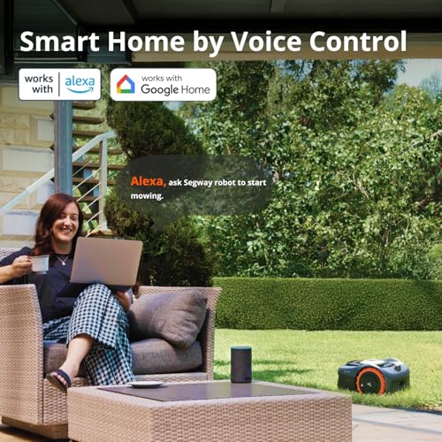 Segway Navimow i110N Robot Lawn Mower Perimeter Wire Free 1/4 Acre RTK+Vision Robotic Lawnmower, AI-Assisted Mapping, Virtual Boundary, APP Control, 58dB(A) Quiet, Multi-Zone Management