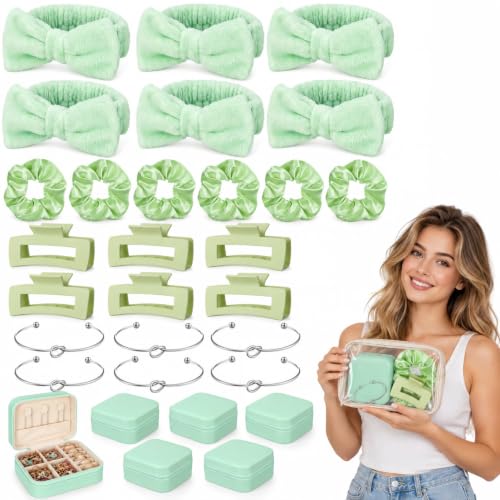30 Pcs Spa Party Favor Bridesmaid Proposal Gift Set, Bright Green, Velvet