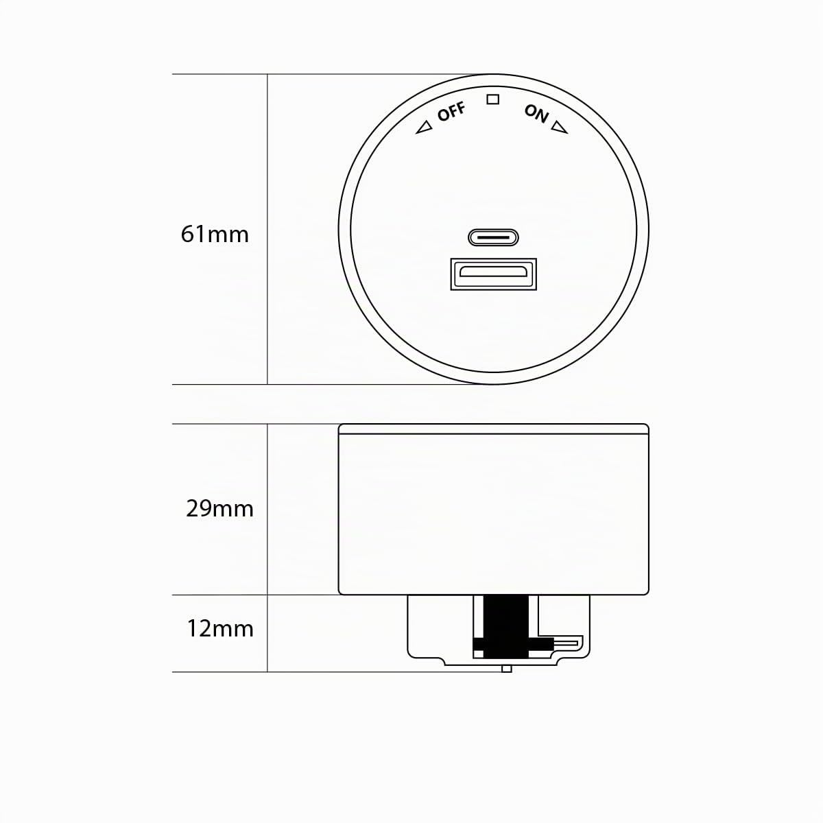 Sistema di guida per prese da 50 cm, con 2 prese Schuko e 1 modulo USB-A/C Power Track