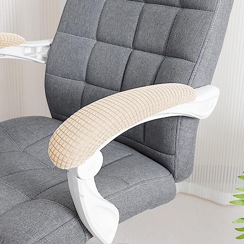 Image of FORCHEER Beige Office Chair Armrest Covers 10-13 inch Long 2 Pieces Stretchable Water Resistant Jacquard Desk Chair Arm Rest Covers for Computer Chair Arm Removable Washable
