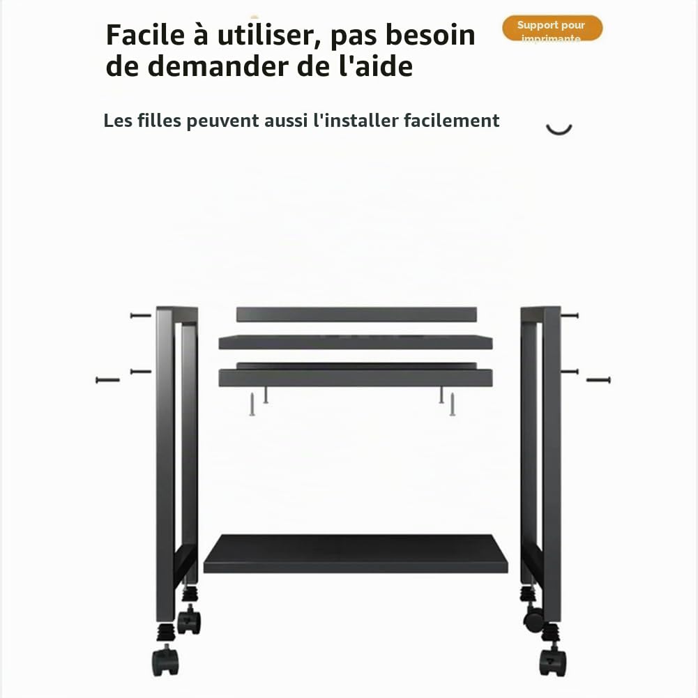 Support pour Tour d'ordinateur à 3 Niveaux, Réglable en Hauteur avec roulettes, Support pour PC CPU en pour Salon, Chambre à Coucher, Bureau, 51 x 30 x 69 cm, Noir