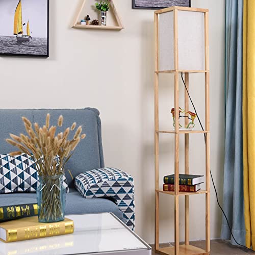Lampe d'étagère en bois massif et tissu haut de gamme 160cm