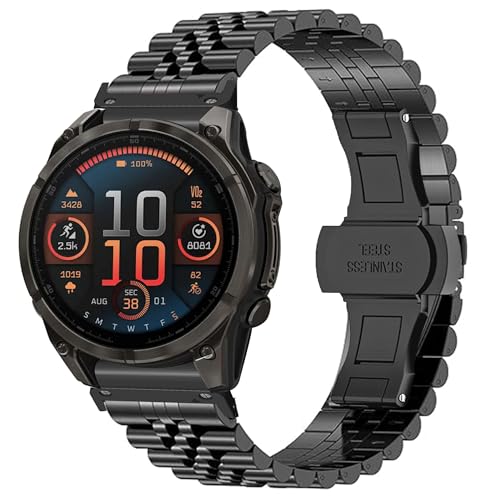 Garmin Fenix 8 51mm�o���h�A20mm�A22mm�A26mm QuickFit �\���b�h�X�e�����X�X�`�[�����^���o���h �o�^�t���C�܂肽���ݎ��N���X�v�����N�u���X���b�g Enduro�AFenix�ATactix�ADescent�AInstinct