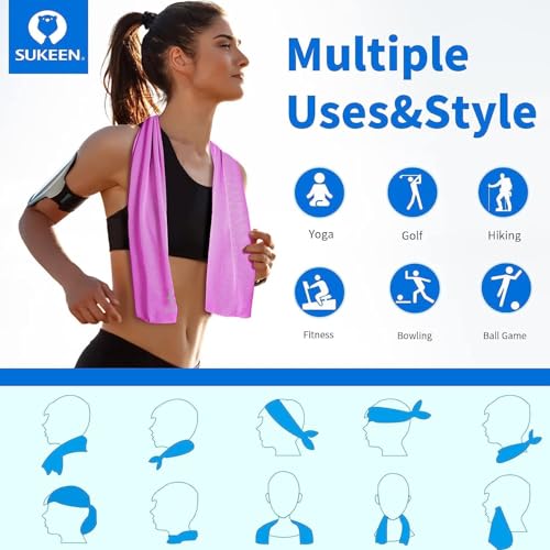 Image of KUEN [4 Pack] Cooling Towel (40 inchx12 inch), Ice Towel, Soft Breathable Chilly Towel, Microfiber Towel for Yoga, Sport, Running, Gym, Workout,Camping, Fitness, Workout & More Activities