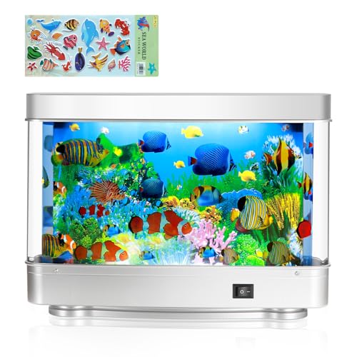 JIUYUDS Fake Fish Tank Lamp, Aquarium Night Light Virtual