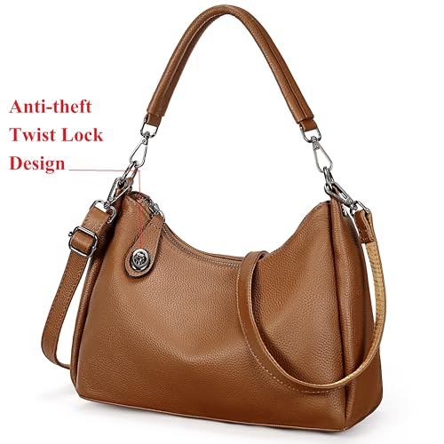 YALUXE Women’s Real Cowhide Leather Shoulder Bag Underarm Handbag Trendy Purse Anti-theft Pocket2