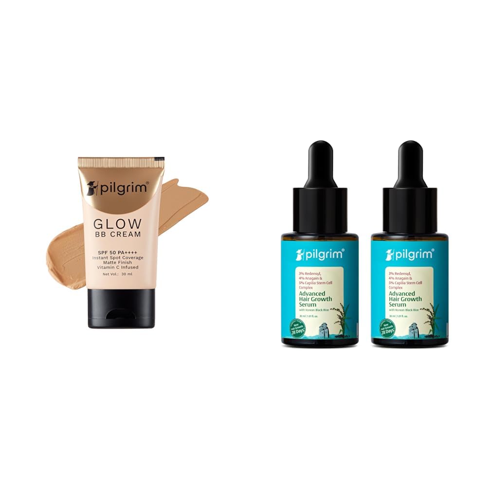 Pilgrim Honey Glow 3-In-1 Natural Bb Cream Medium Coverage For All Skin Types Spf 50 Pa++++ With Niacin & Redensyl 3% + Anagain 4% + 5% Capilia Stem Advanced Hair Growth Serum with Rosemary, Controls-image-23