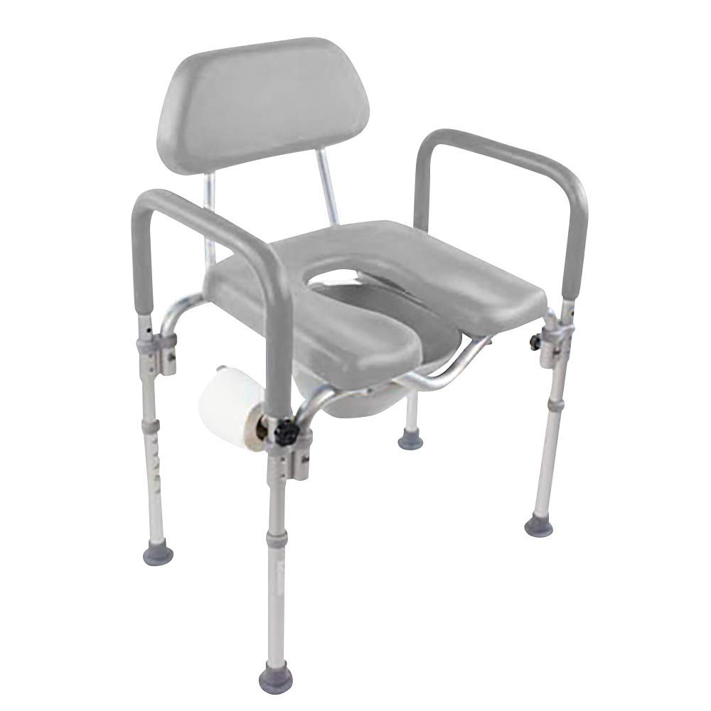 Dignity Ultra-Premium Padded Commode/Shower Chair. Voted #1 Most Comfortable with Padded arms/backrest. Adjustable Height. Includes Free Commode Pail and Lid (Gray)