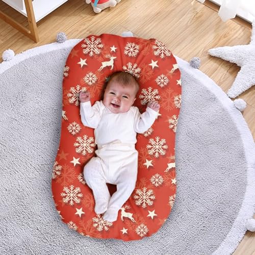 Image of ZOUTAIRONG Snowflake Elk Bassinet Sheetsack Bassinet Sheets for Christmas Neutral Unisex Fitted Baby Bassinet Sheets Set for Standard Bassinets for Baby Boys or Girls