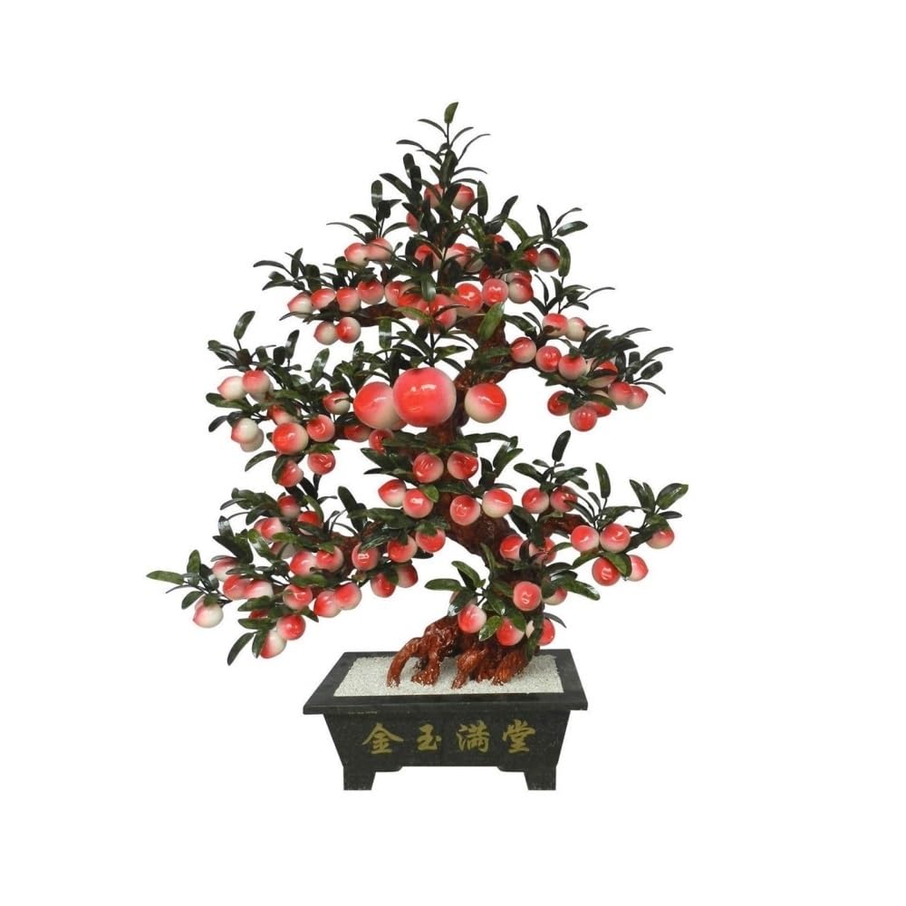 CHENGAIJIAN Artificial Bonsai Tree, Peach Bonsai Ornament Office Desk Home Room Decor Jade 68-fruit Longevity Tree