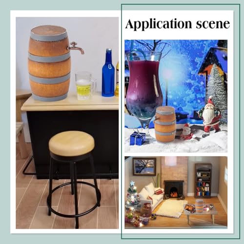 nbeads 3 Stück Miniatur-Holzfass, 3.2x5cm Mini Haus Getränk Zubehör mit Zapfhahn Bierfass Figurine Modell für Fairy Garden Bar Micro Landschaft Dekoration Oktoberfest Dekor