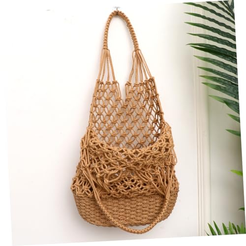 Vintage Hollowed out Straw Handbag for Women Stylish Woven Bucket Bag for Work School Shopping and to4