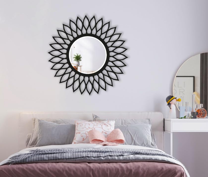 MyPhotostation.com Specchi neri da 66 cm per specchi da parete in metallo da parete, decorazione per la casa, decorazione da parete decorativa da appendere per soggiorno ingresso
