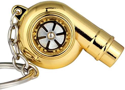 maycom Creative Spinning New Chrome Polished Gold Turbo Turbocharger Keychain Key Chain Ring Keyring Keyfob,make Whistle Sound
