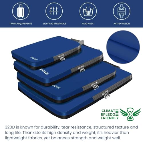 Image of BAGAIL 4 Set /6 Set /8 Set Compression Packing Cubes Travel Accessories Expandable Packing Organizers (Cloth Pattern, 4-Navy)