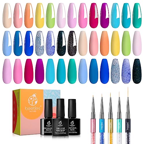 Kit de Esmaltes de Uñas Gel con 5 Pinceles y 20 Colores Pastel miniatura 1