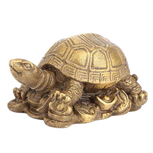 Escultura de latón con forma de tortuga china de la suerte, adorno de Feng Shui para decoración artesanal de oficina en casa