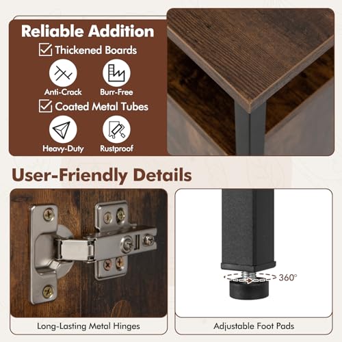 IFANNY Buffet Cabinet, Industrial Storage Cabinet w/Doors and Metal Legs, Farmhouse Coffee Bar, Rustic Console Table for Kitchen, Dining Living Room, Entryway (Rustic Brown, 31.5\'\'H)